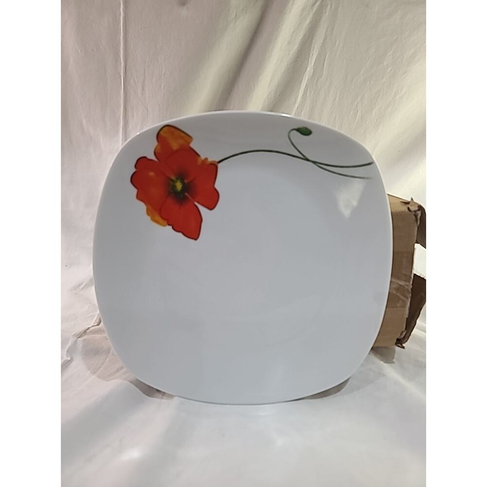 Set of 8 Tabletops Gallery Palermo Porcelain Salad Plates Poppy 8”